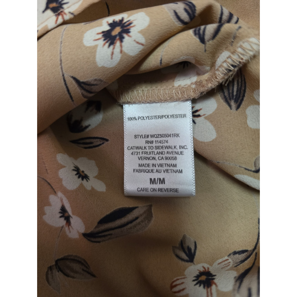 Pleione Blouse Top tan floral print size medium - Picture 4 of 4